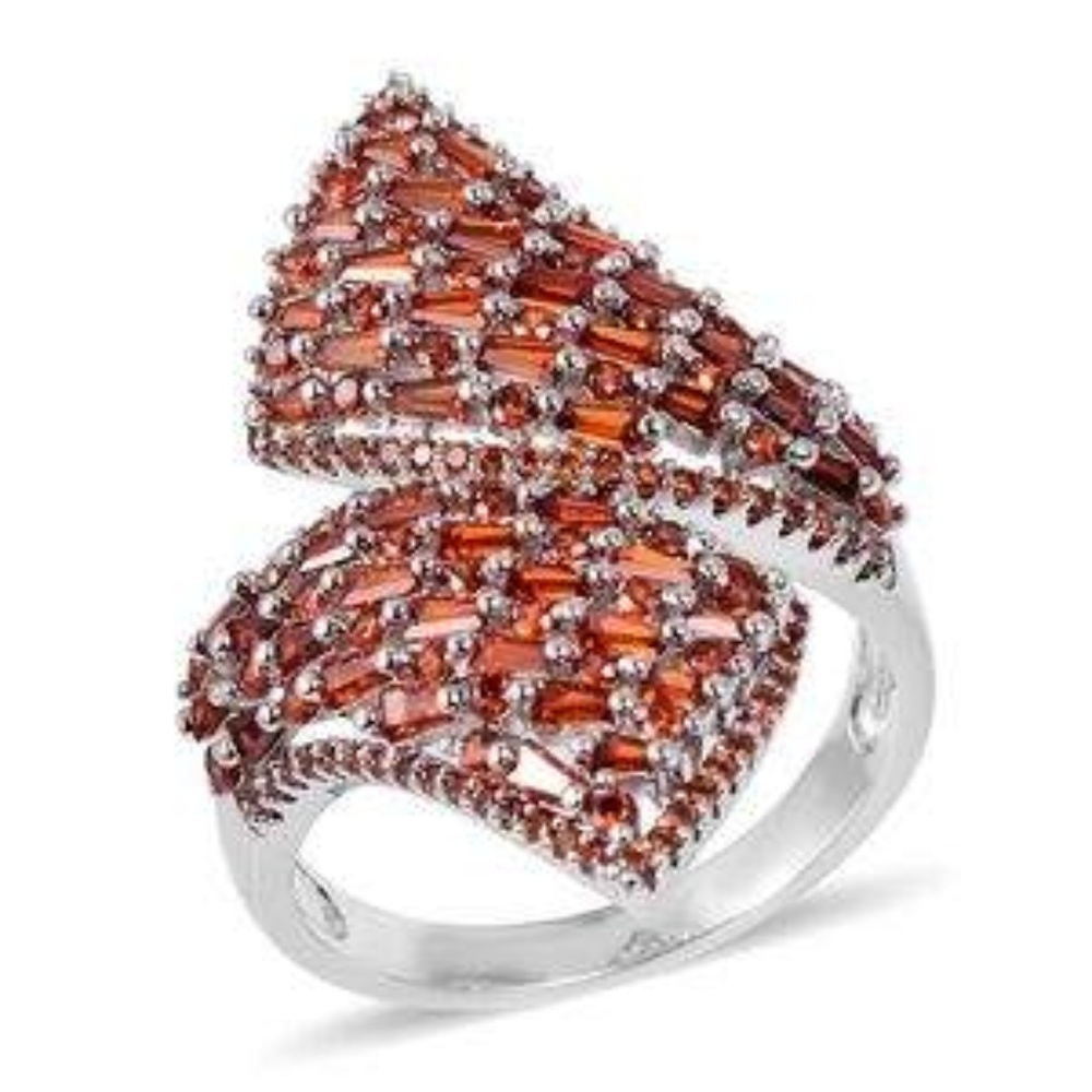 Simulated garnet bypass ring, size 9